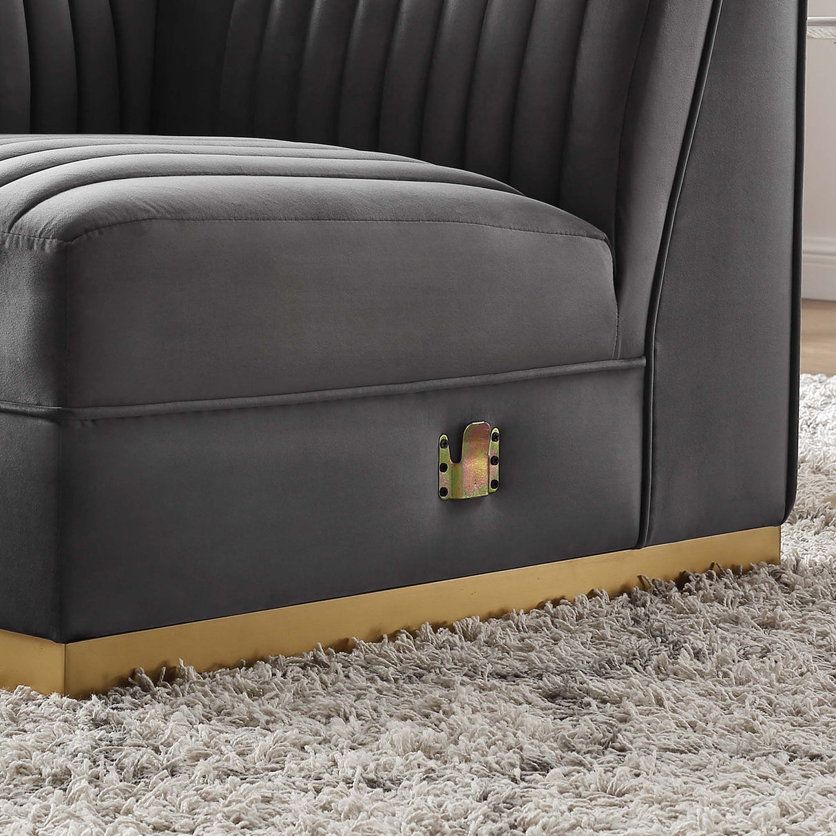 Sanguine Channel Tufted Performance Velvet Modular Sectional Left Corner Chair - Retro Glam & Stain-Resistant