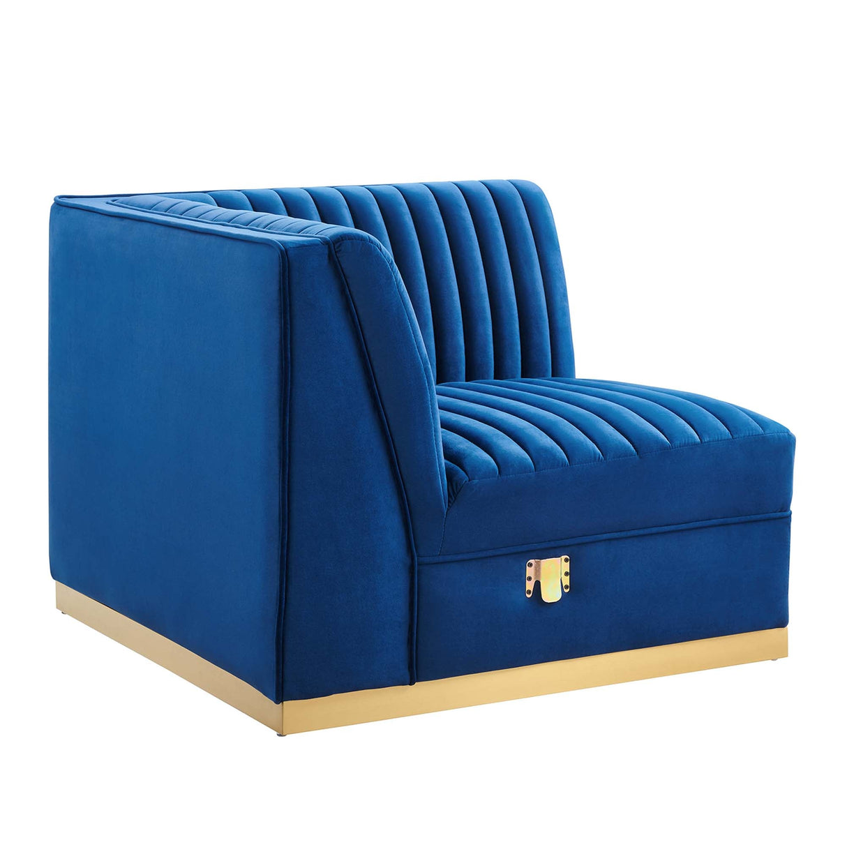 Sanguine Channel Tufted Performance Velvet Modular Sectional Left Corner Chair - Retro Glam & Stain-Resistant