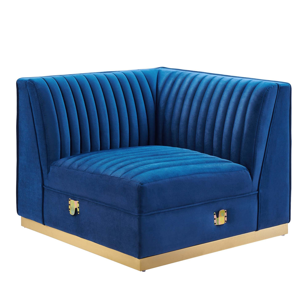 Sanguine Channel Tufted Performance Velvet Modular Sectional Left Corner Chair - Retro Glam & Stain-Resistant