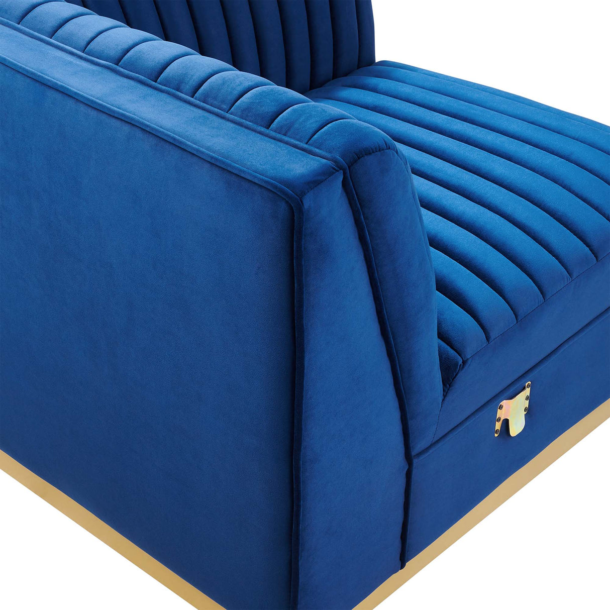 Sanguine Channel Tufted Performance Velvet Modular Sectional Left Corner Chair - Retro Glam & Stain-Resistant