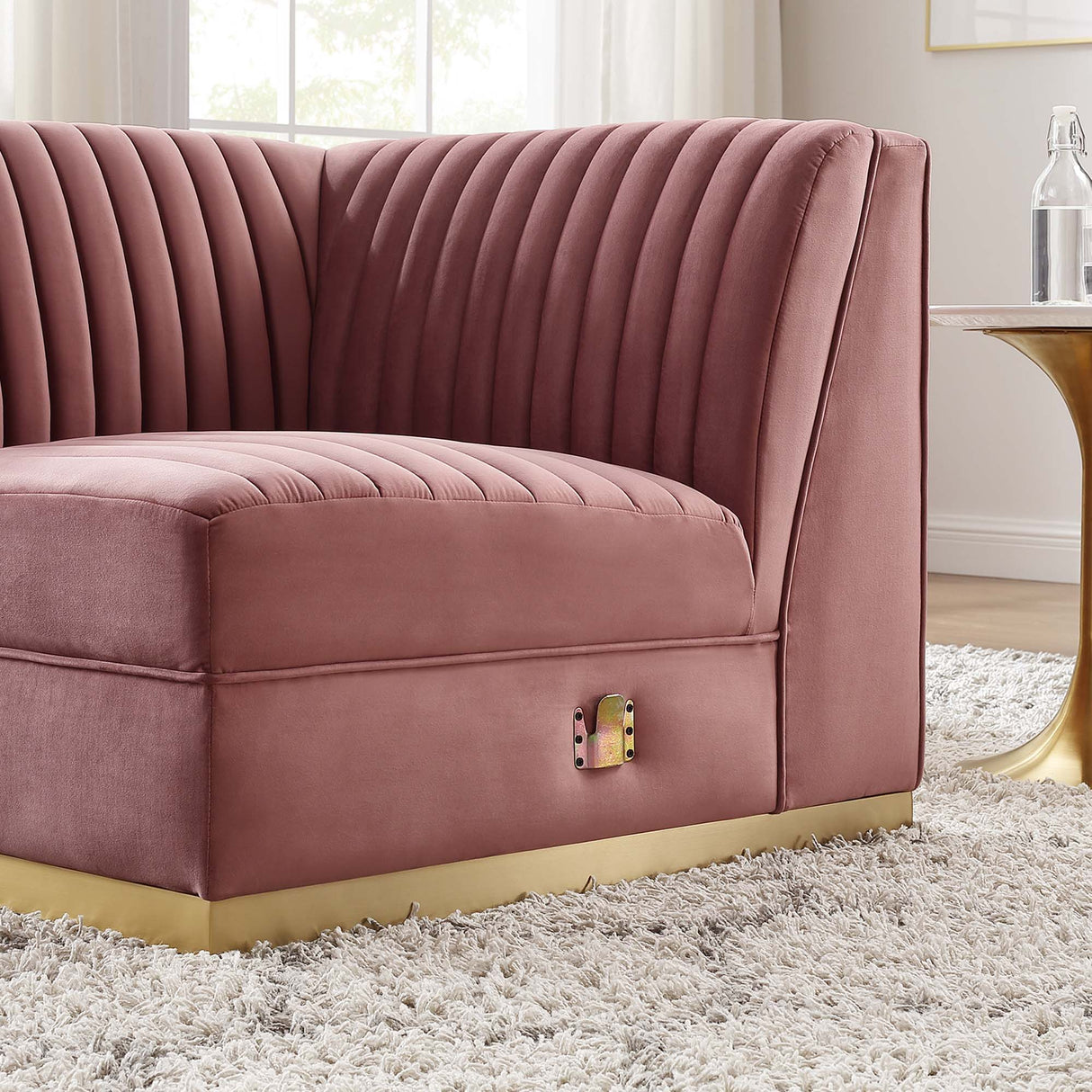 Sanguine Channel Tufted Performance Velvet Modular Sectional Sofa Right Corner Chair - Glam Deco & Modular Seating