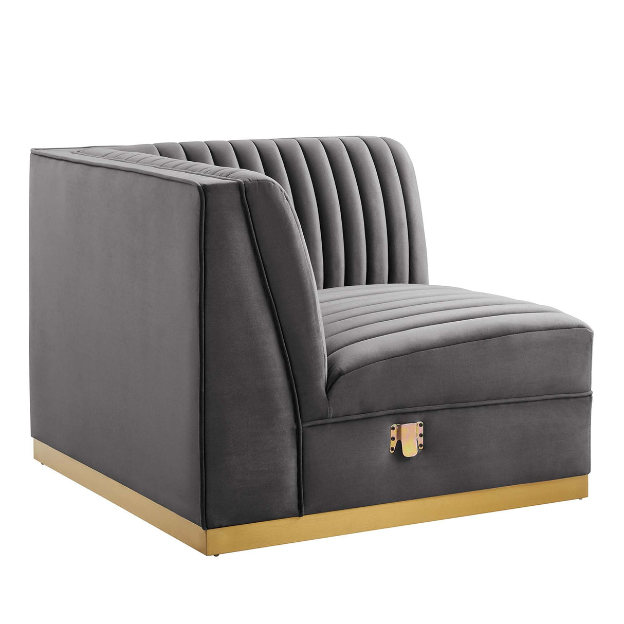 Sanguine Channel Tufted Performance Velvet Modular Sectional Sofa Right Corner Chair - Glam Deco & Modular Seating
