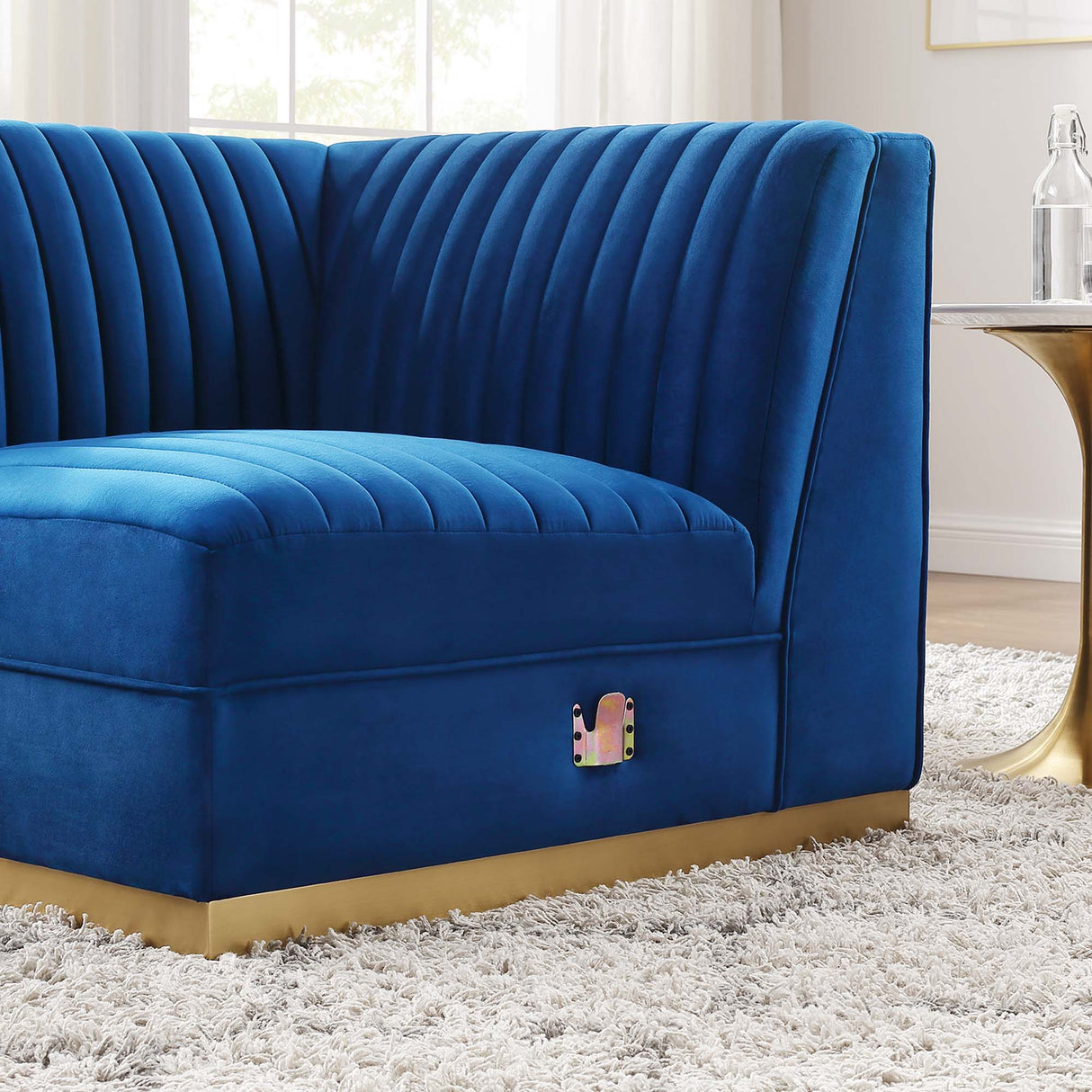 Sanguine Channel Tufted Performance Velvet Modular Sectional Sofa Right Corner Chair - Glam Deco & Modular Seating