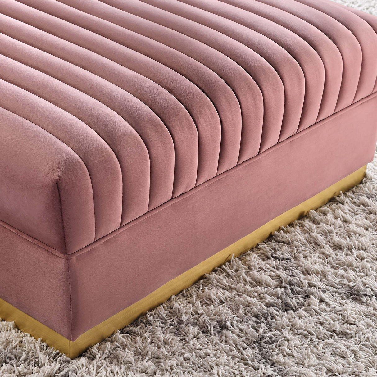 Sanguine Channel Tufted Performance Velvet Modular Sectional Sofa Ottoman - Retro Glam & Performance Seating