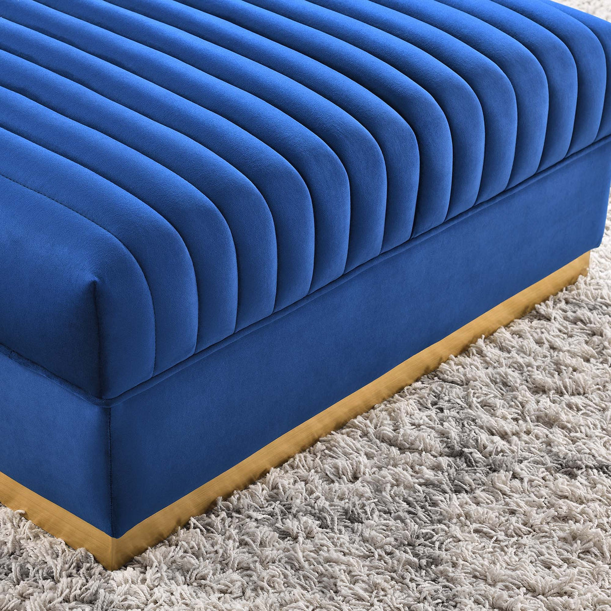 Sanguine Channel Tufted Performance Velvet Modular Sectional Sofa Ottoman - Retro Glam & Performance Seating