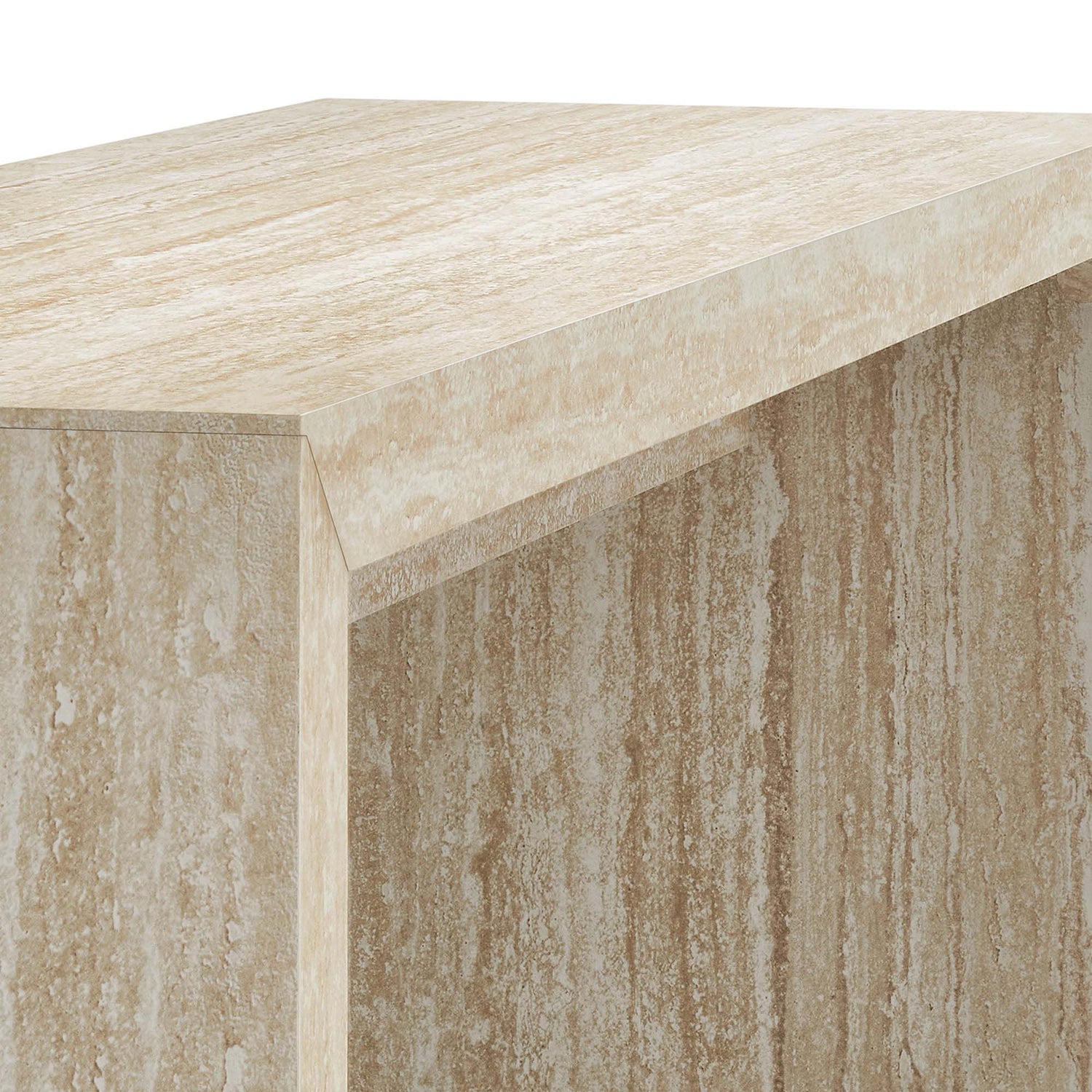 Mirella Faux Travertine Console Table in Travertine