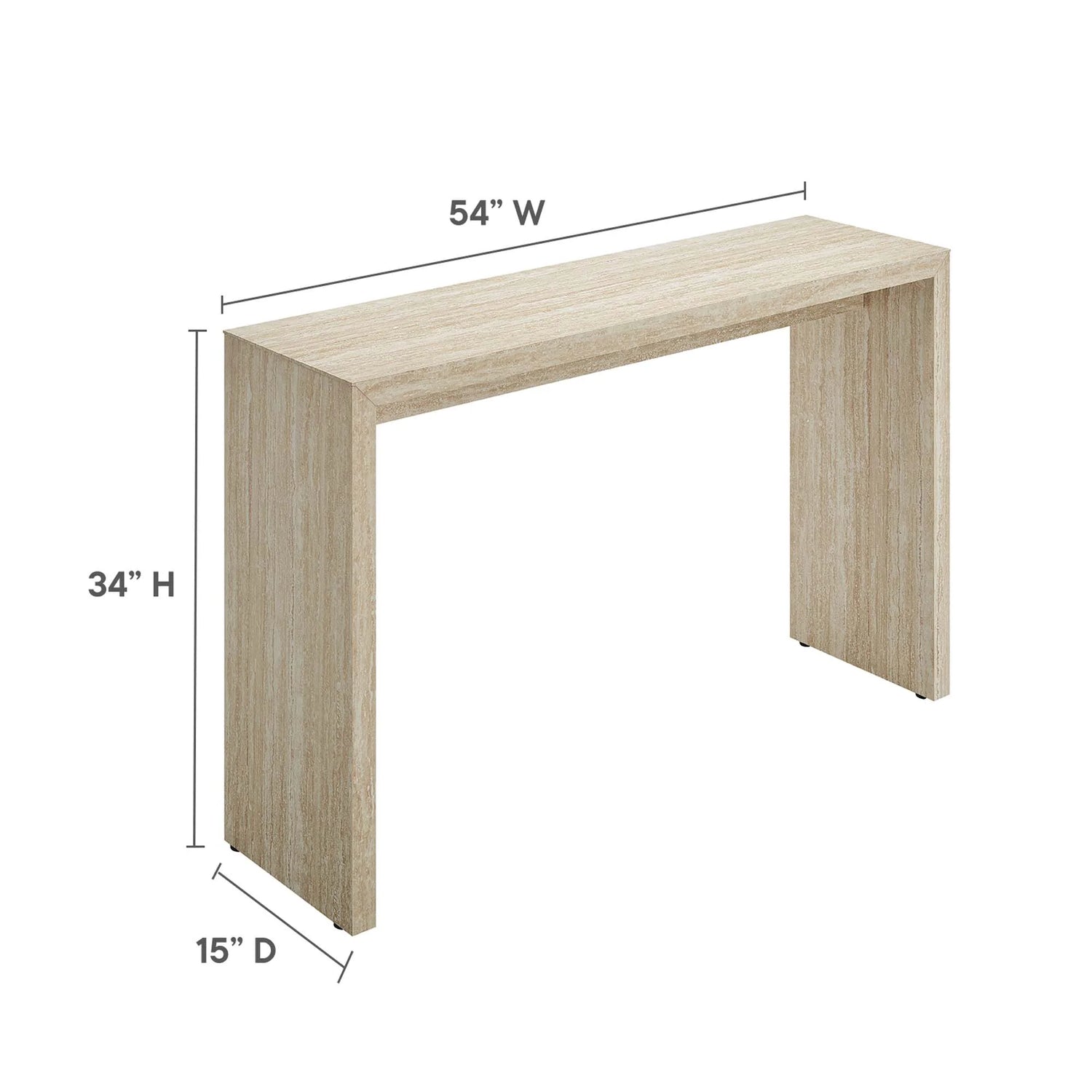 Mirella Faux Travertine Console Table in Travertine