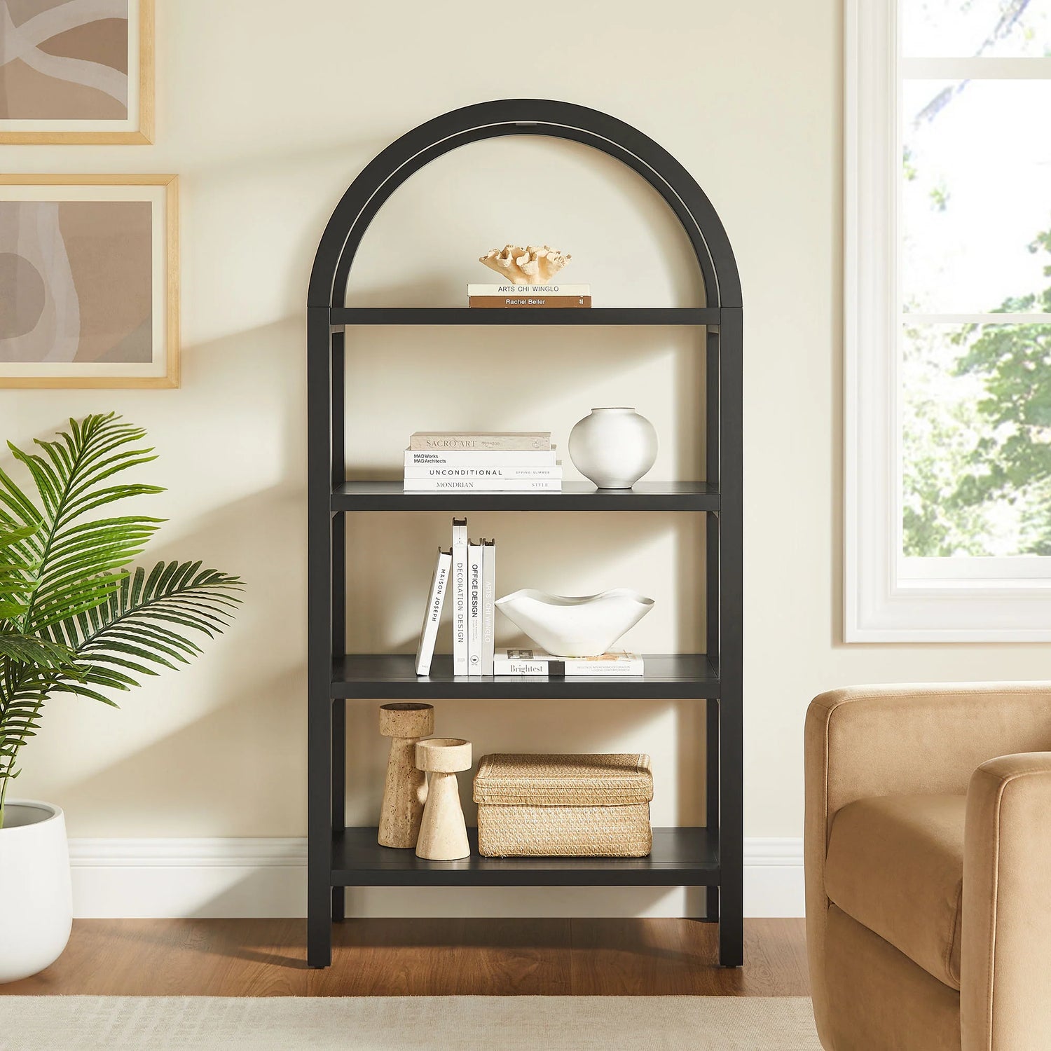 Vexley 60 Inch Arched Bookshelf