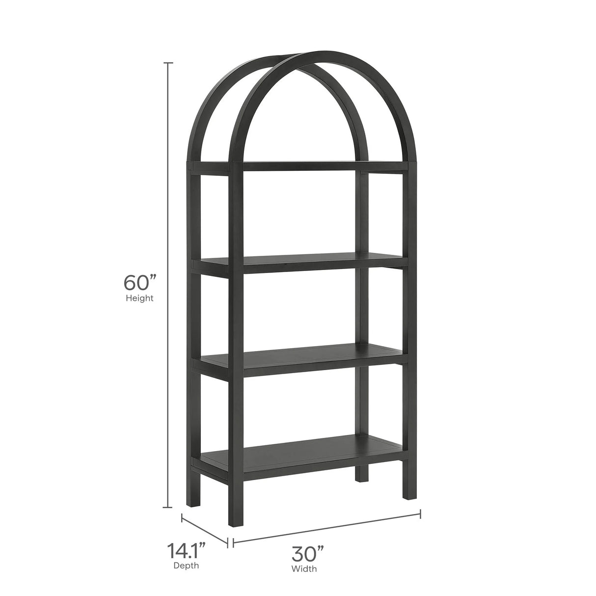 Vexley 60 Inch Arched Bookshelf