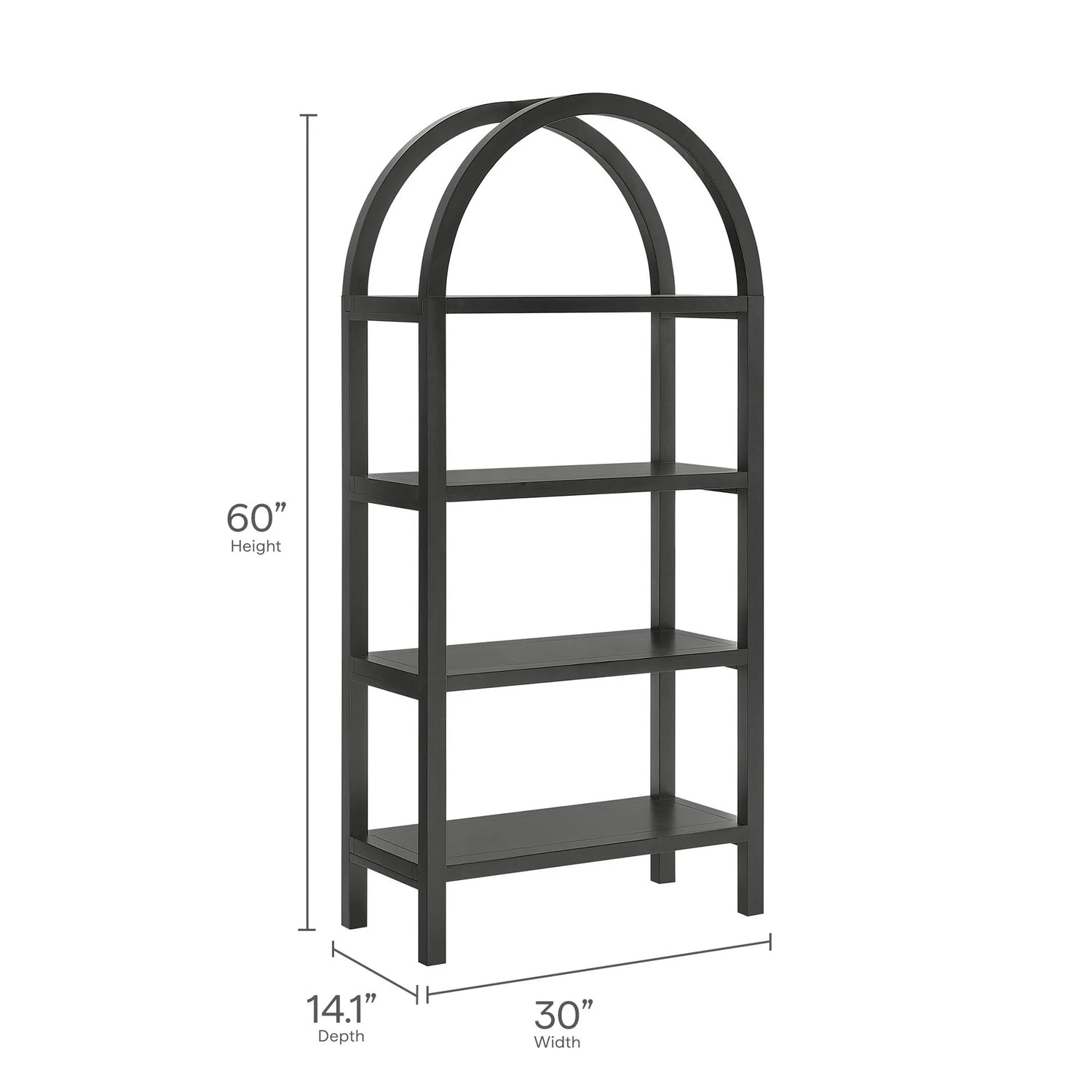 Vexley 60 Inch Arched Bookshelf
