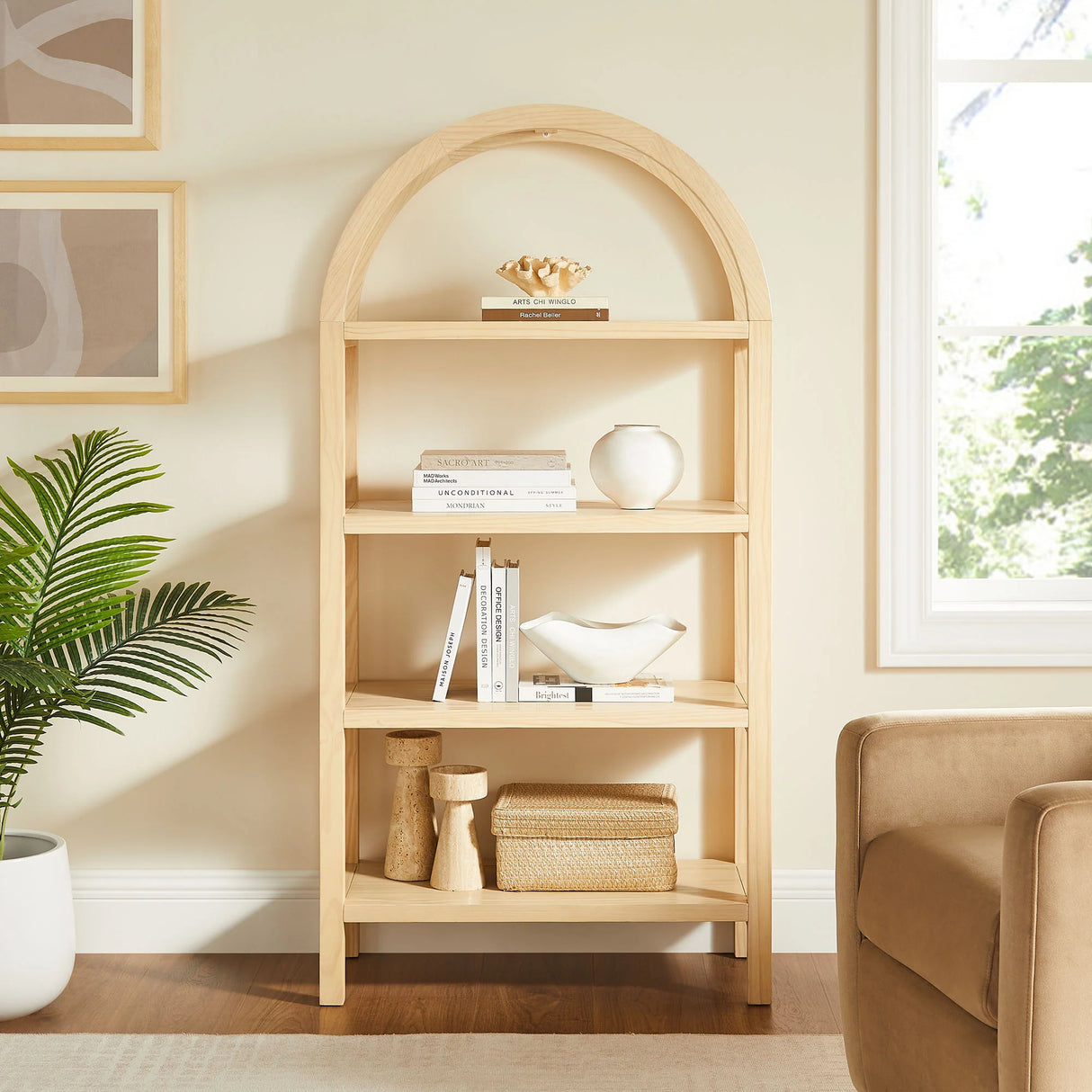 Vexley 60 Inch Arched Bookshelf