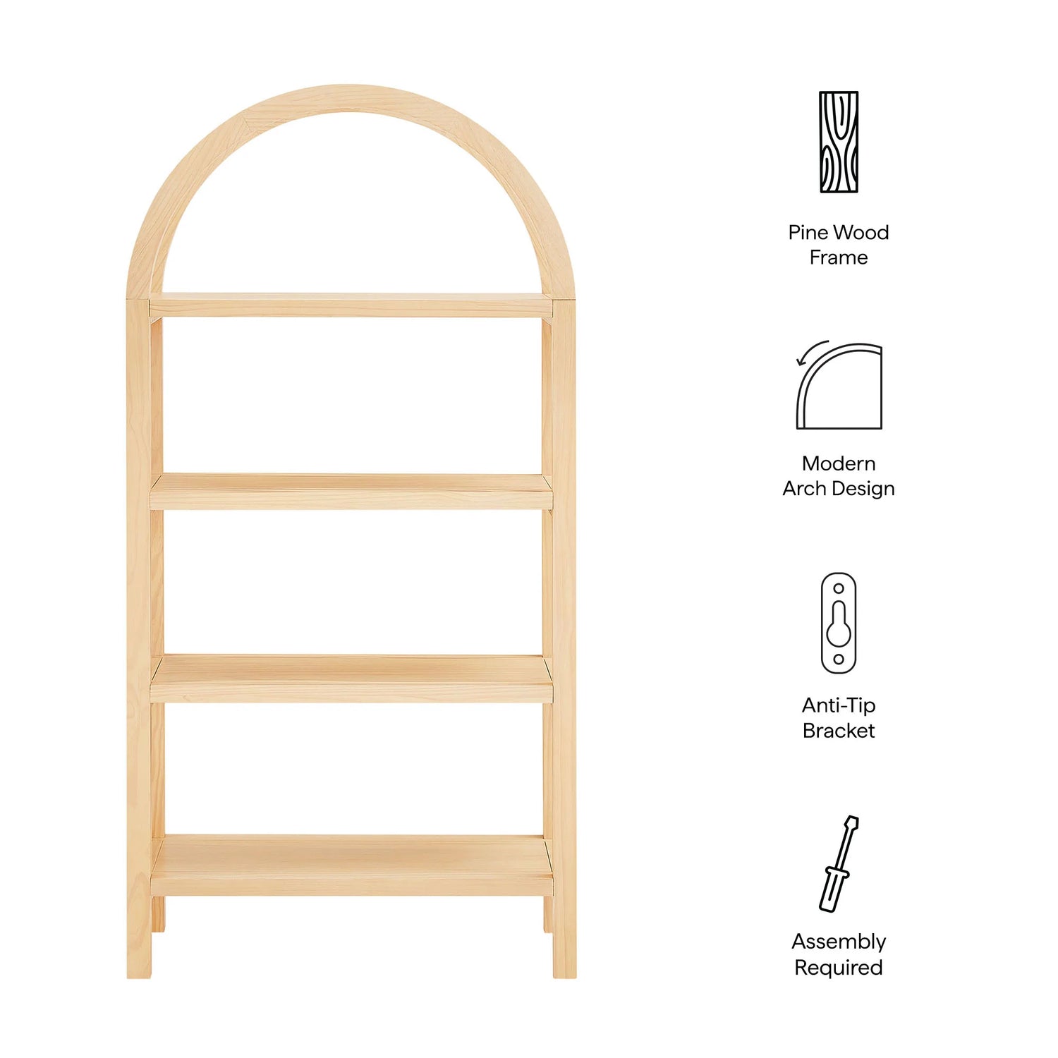 Vexley 60 Inch Arched Bookshelf