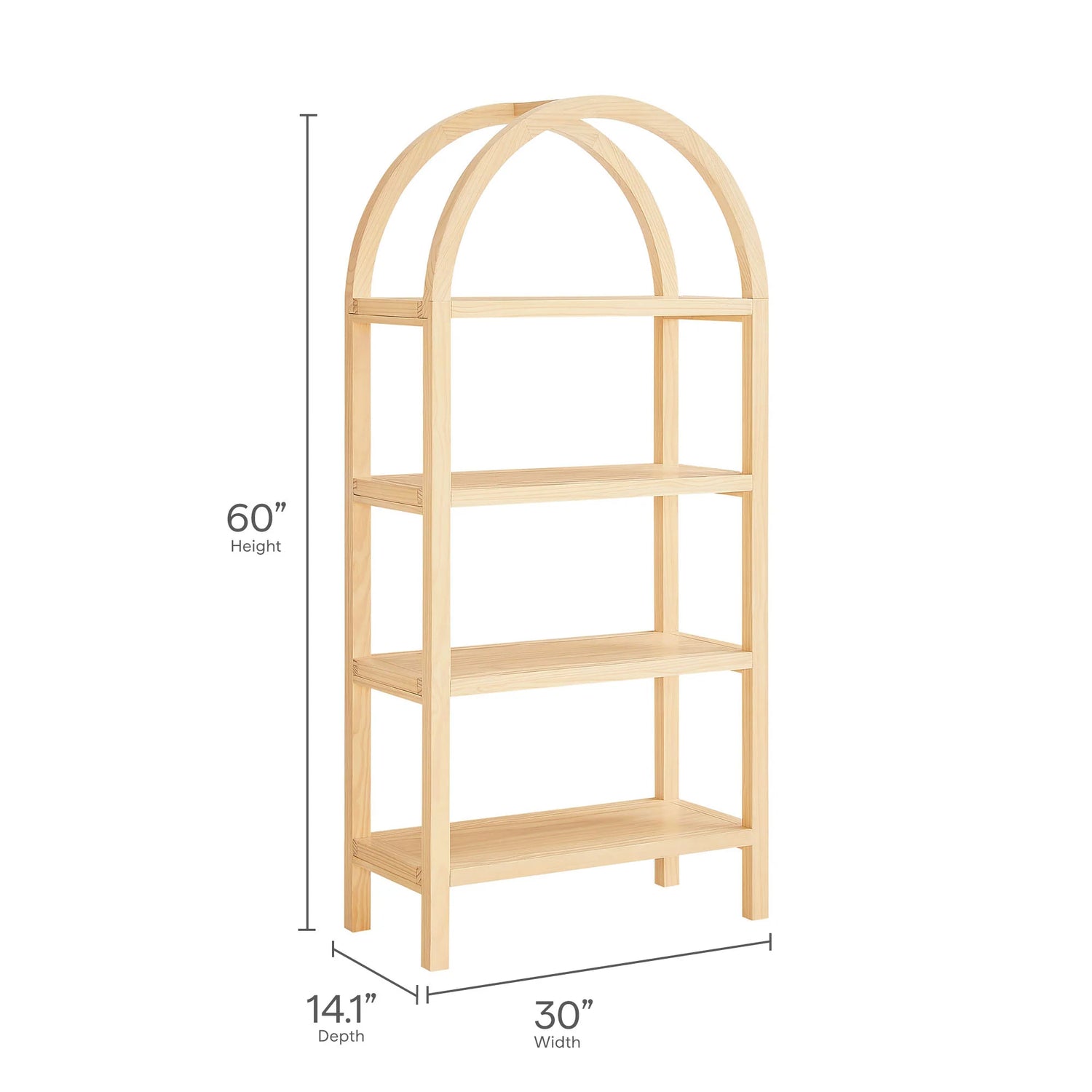 Vexley 60 Inch Arched Bookshelf