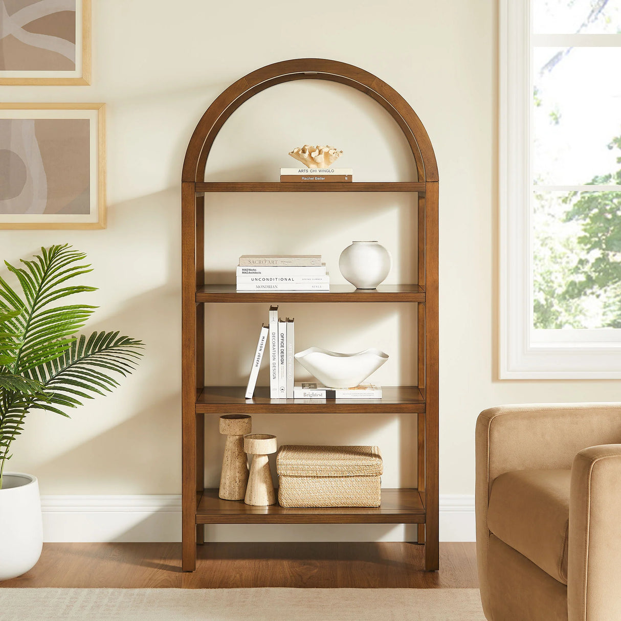Vexley 60 Inch Arched Bookshelf