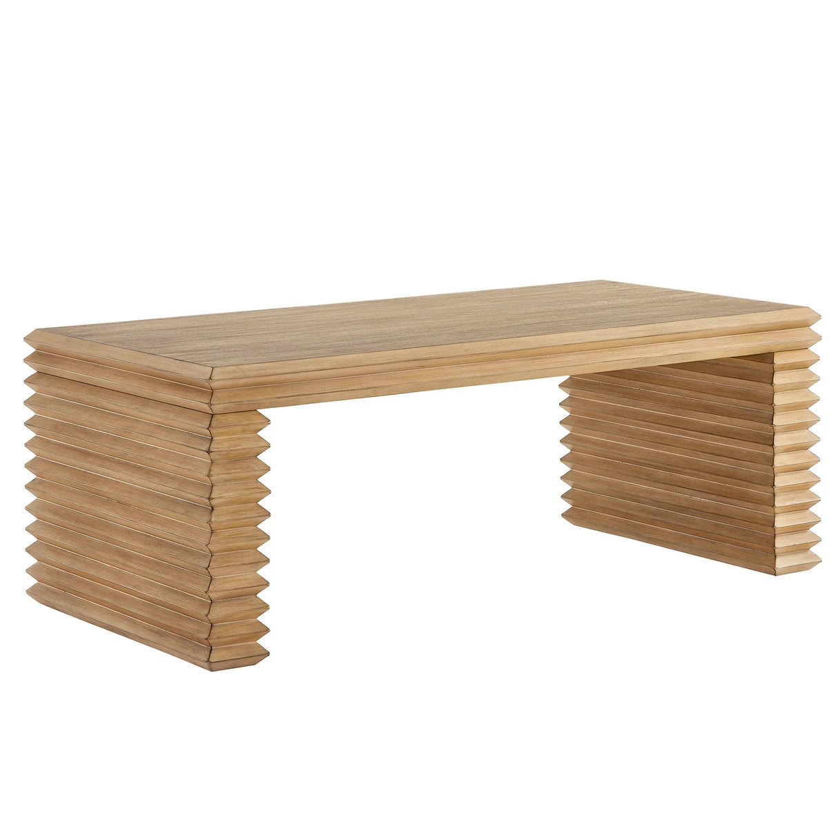 Canto Rectangular Stacked Design Coffee Table in Weathered Oak