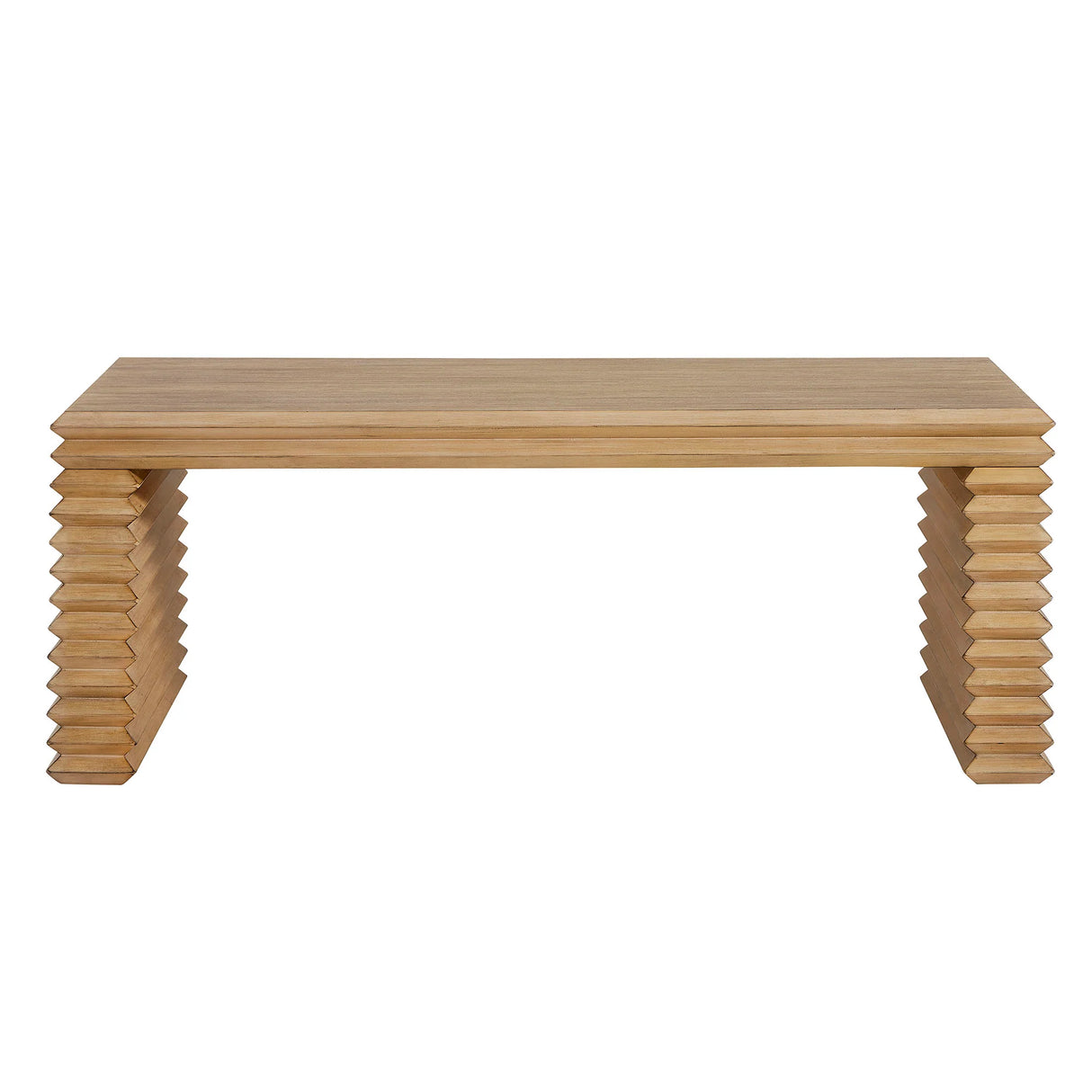 Canto Rectangular Stacked Design Coffee Table in Weathered Oak
