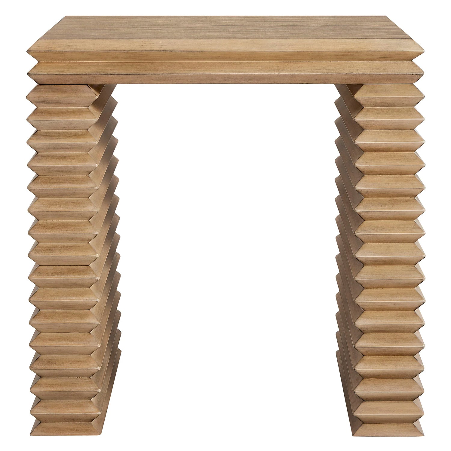 Canto Square 24" Stacked Design End Table in Weathered Oak