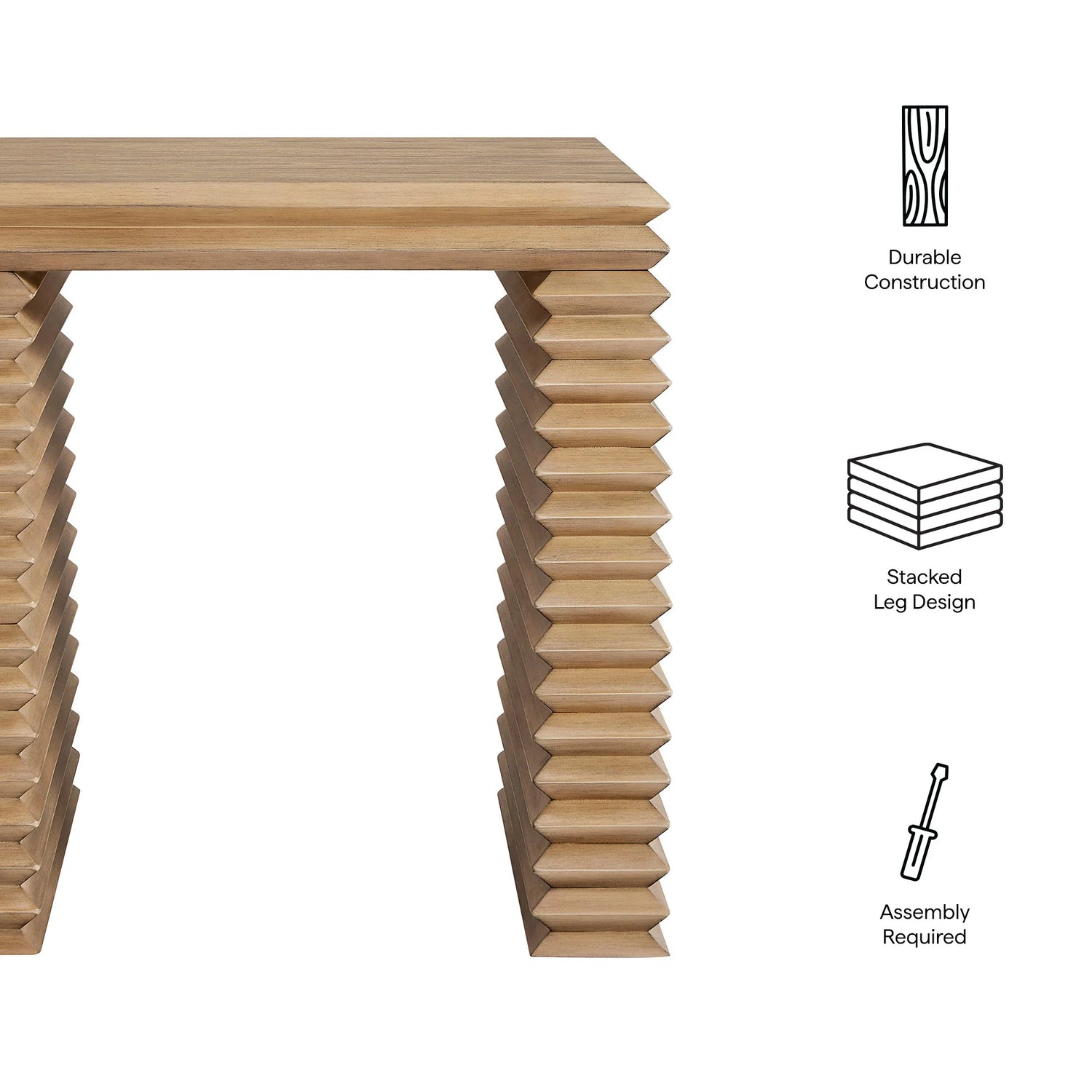 Canto Square 24" Stacked Design End Table in Weathered Oak
