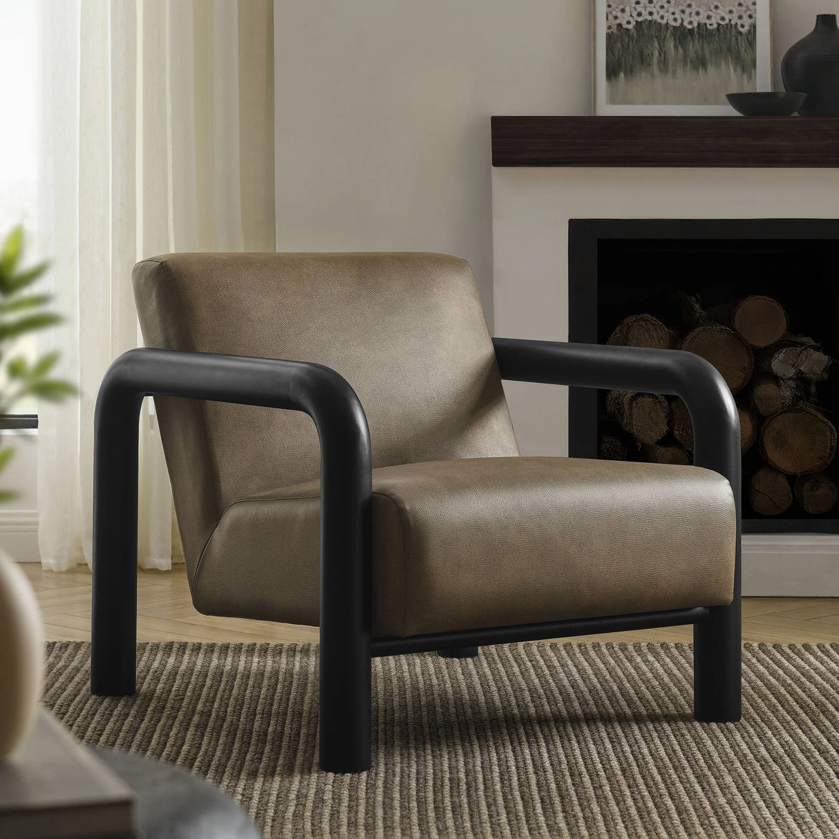 Sereno Vegan Leather Accent Chair in Canyon Oak