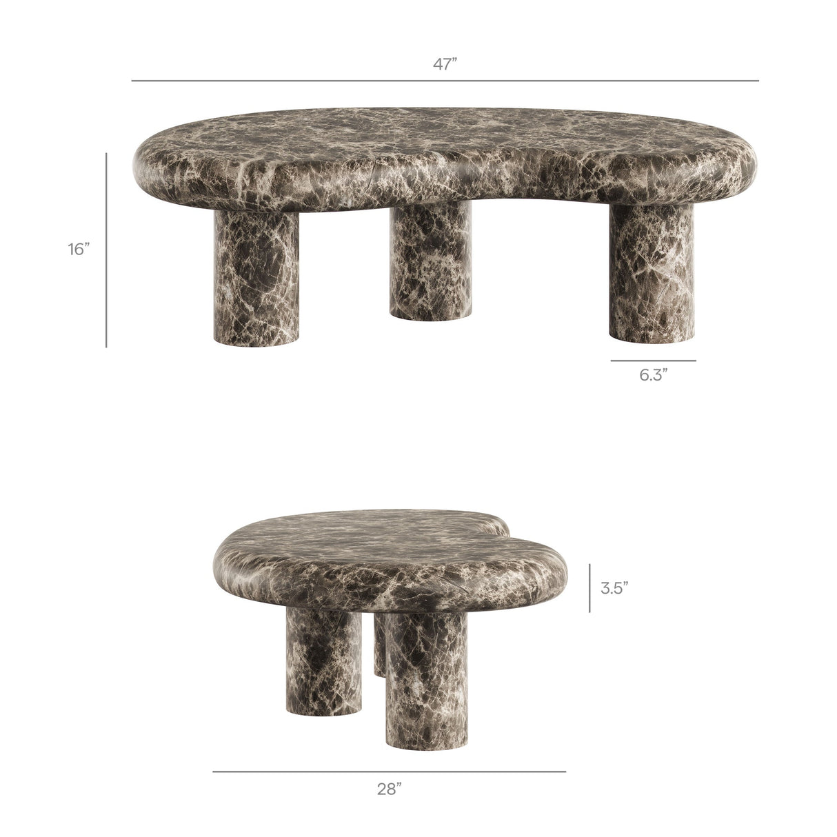 Elowen Outdoor Faux Marble Coffee Table in Dark Emperador Marble