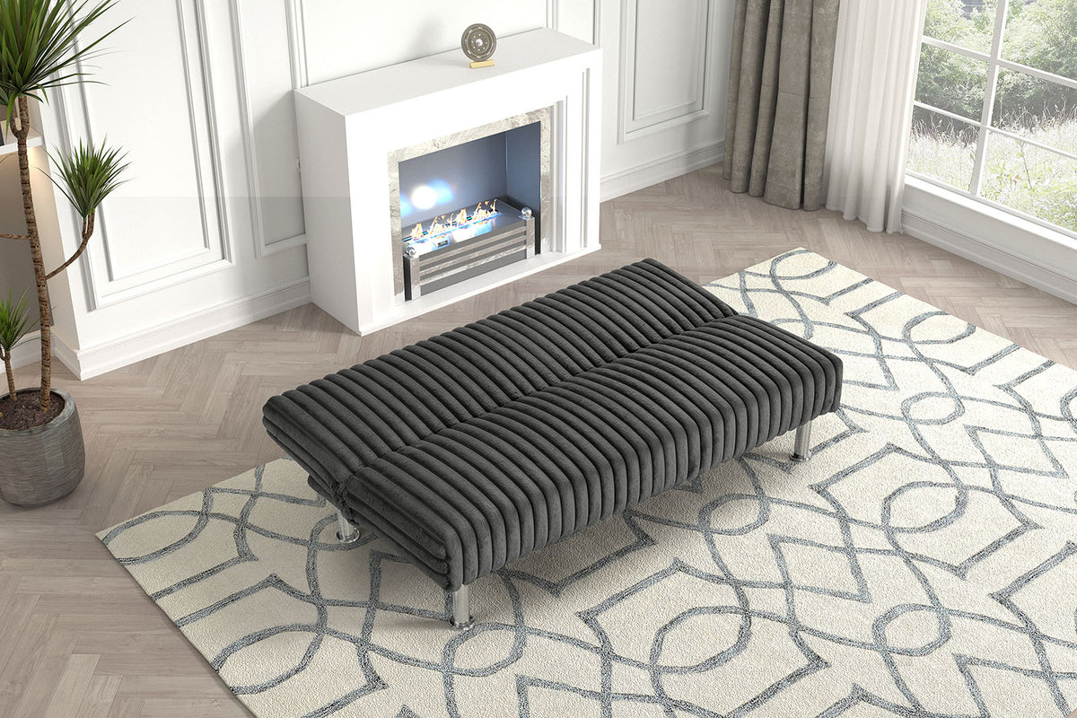 Hinwil Contemporary Futon Sofa Bed with Metal Support Legs - 5 Colors – Black & Gray, view 8