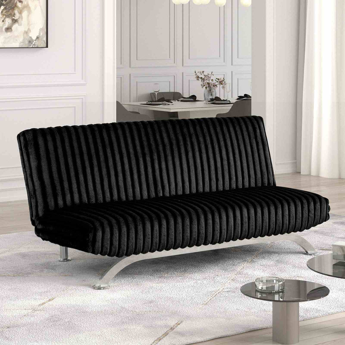 Villeneuve Contemporary Futon Sofa Bed - Black