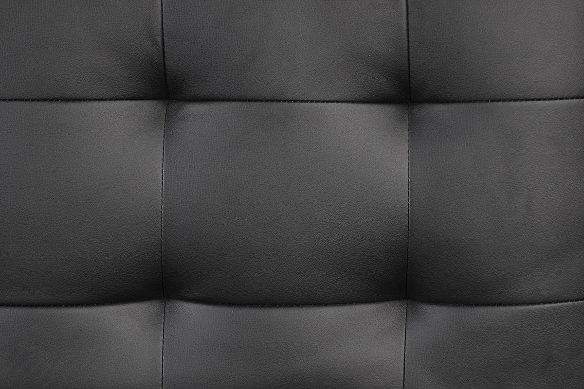 Eidsberg Futon Sofa Bed with Drop-Down Table & USB Charger - Biscuit Tufted Leatherette – Black & Brown, view 8
