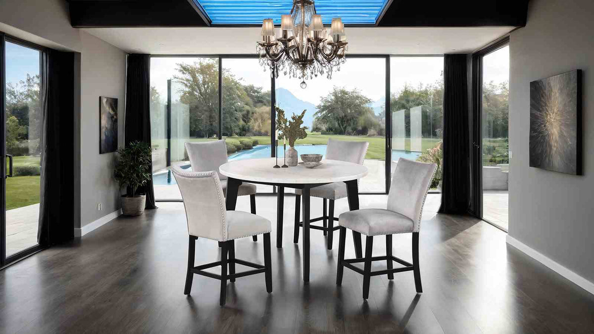 Sabro Contemporary Marble Top Dining Table & Dining Set - Round Table Only (45")