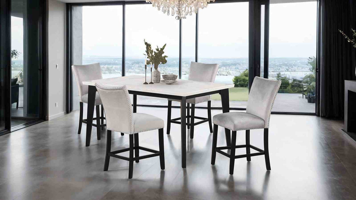 Sabro Contemporary Marble Top Dining Table & Dining Set - Rectangular Table Only (70")