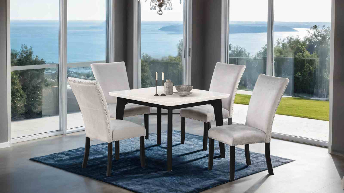 Sabro Contemporary Marble Top Dining Table & Dining Set - Square Table Only (54")
