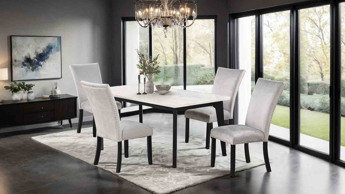 Sabro Contemporary Marble Top Dining Table & Dining Set - Rectangular Table Only (70")