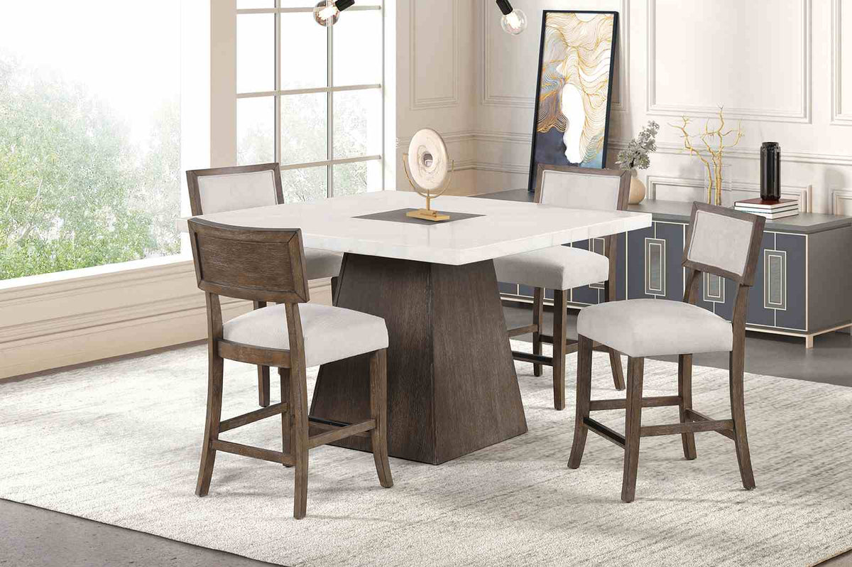 Grasten Contemporary Marble Top Dining Collection - Counter Height Table Only (54")