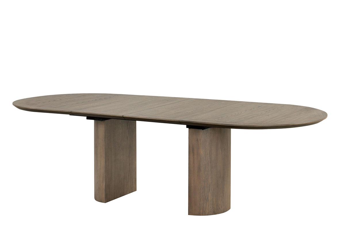 Clements Modern Farmhouse Dining Collection - 102" Extendable Plinth Table, Chairs & Glass-Door Sideboard in Oak – Natural & Brown, view 6