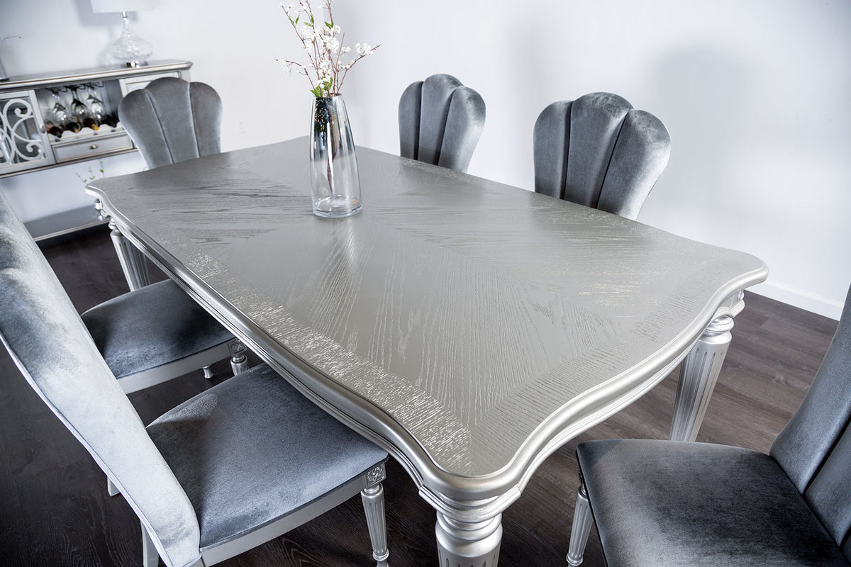 Melodi Parc Glam Dining Collection - 84" Table, Fluted-Leg Upholstered Chairs & Server in Black or Silver – Black & Silver, view 14