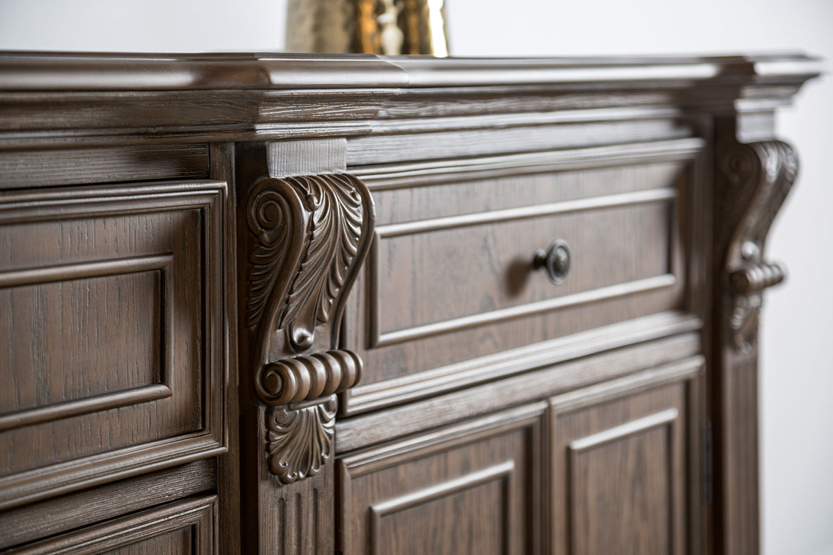 Oakham Rustic 108" Dining Collection - Shield Back Chairs, Hutch & Sideboard in Weathered Oak – Natural & Beige, view 13