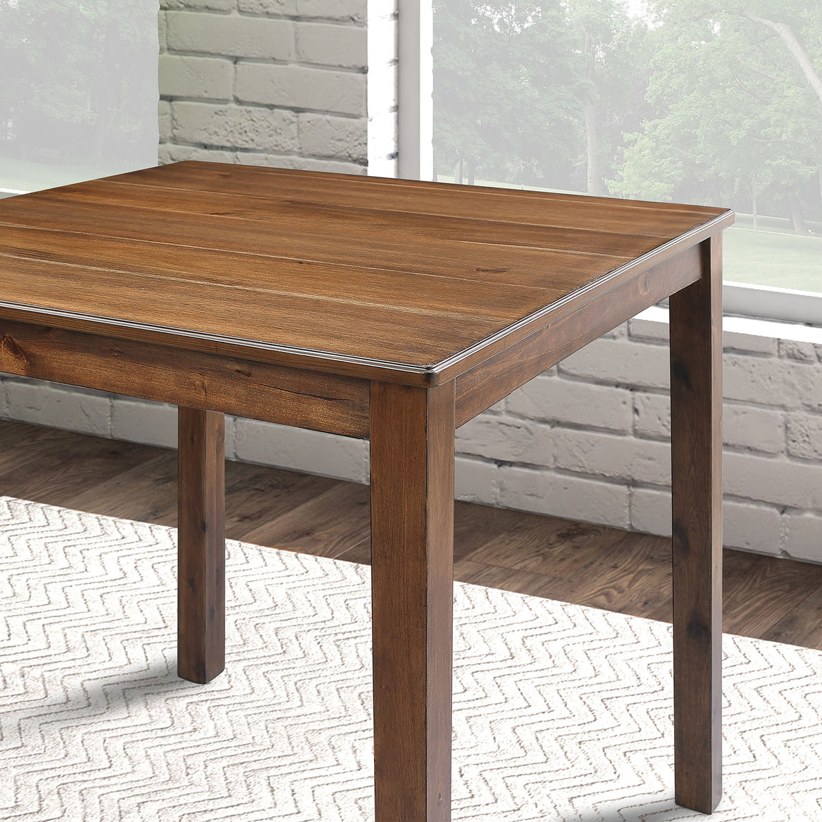 Lubbock 5-Piece Square Dining Set - Standard or Counter Height with Slat Back Chairs in Espresso, Gray or Walnut – Brown & Gray, view 7