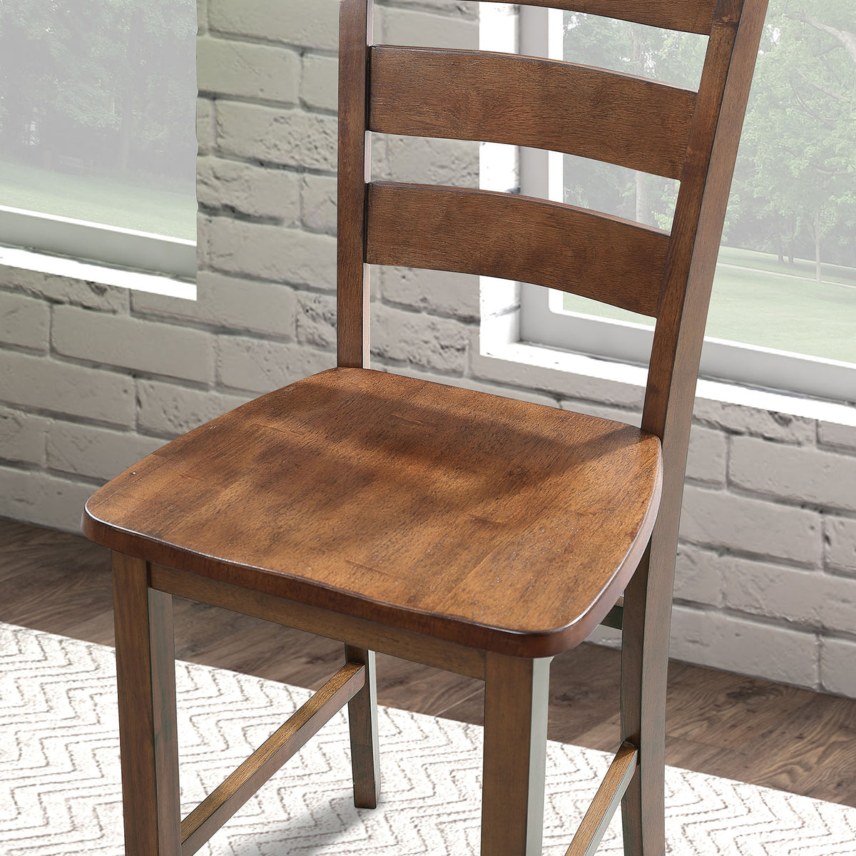 Lubbock 5-Piece Square Dining Set - Standard or Counter Height with Slat Back Chairs in Espresso, Gray or Walnut – Brown & Gray, view 9