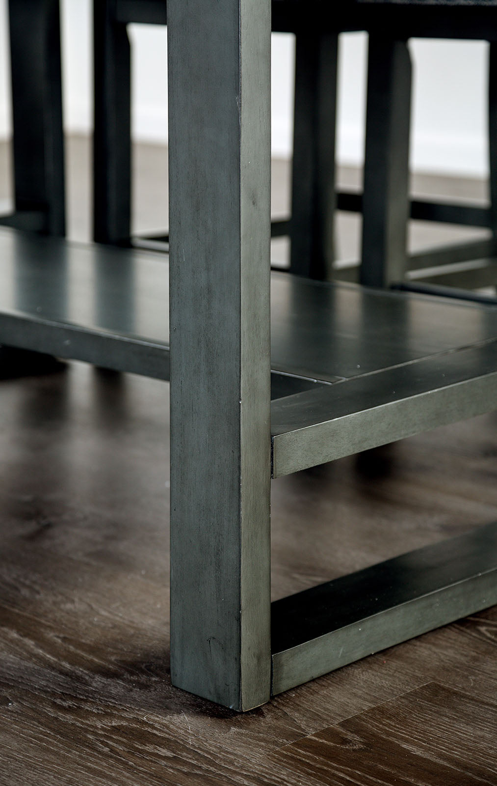 Potton Transitional 60" Counter Height Dining Table & Set - Trestle Base with Storage Drawers in Gray – Gray & Blue, view 5