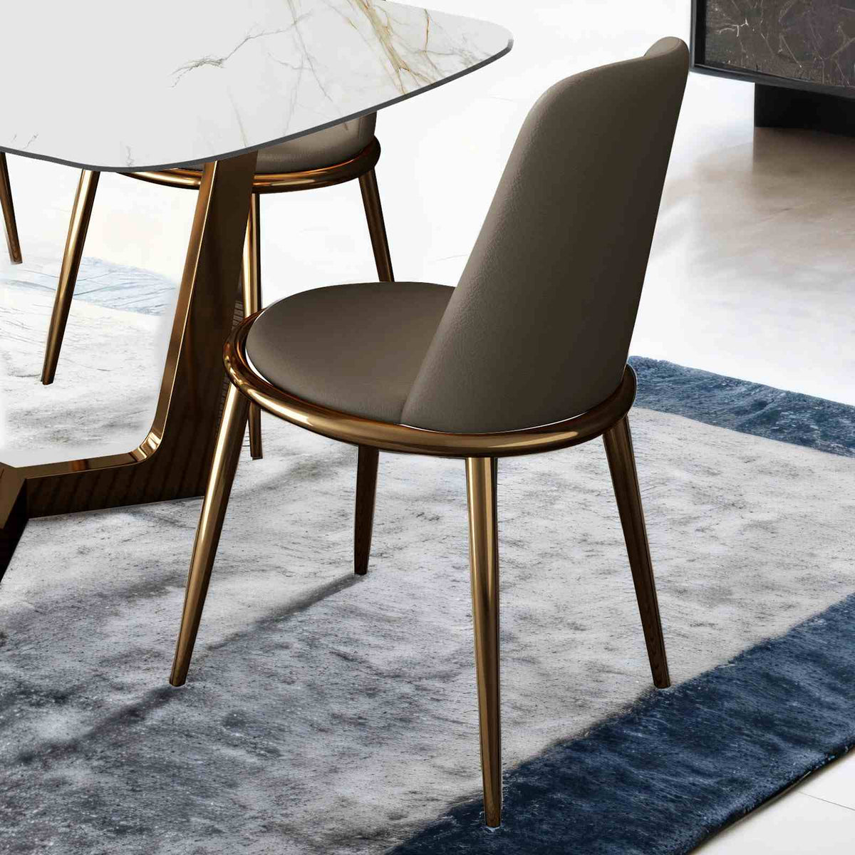 Norelli Contemporary 71" Ceramic Top Trestle Dining Table & Set - 2 Side Chairs