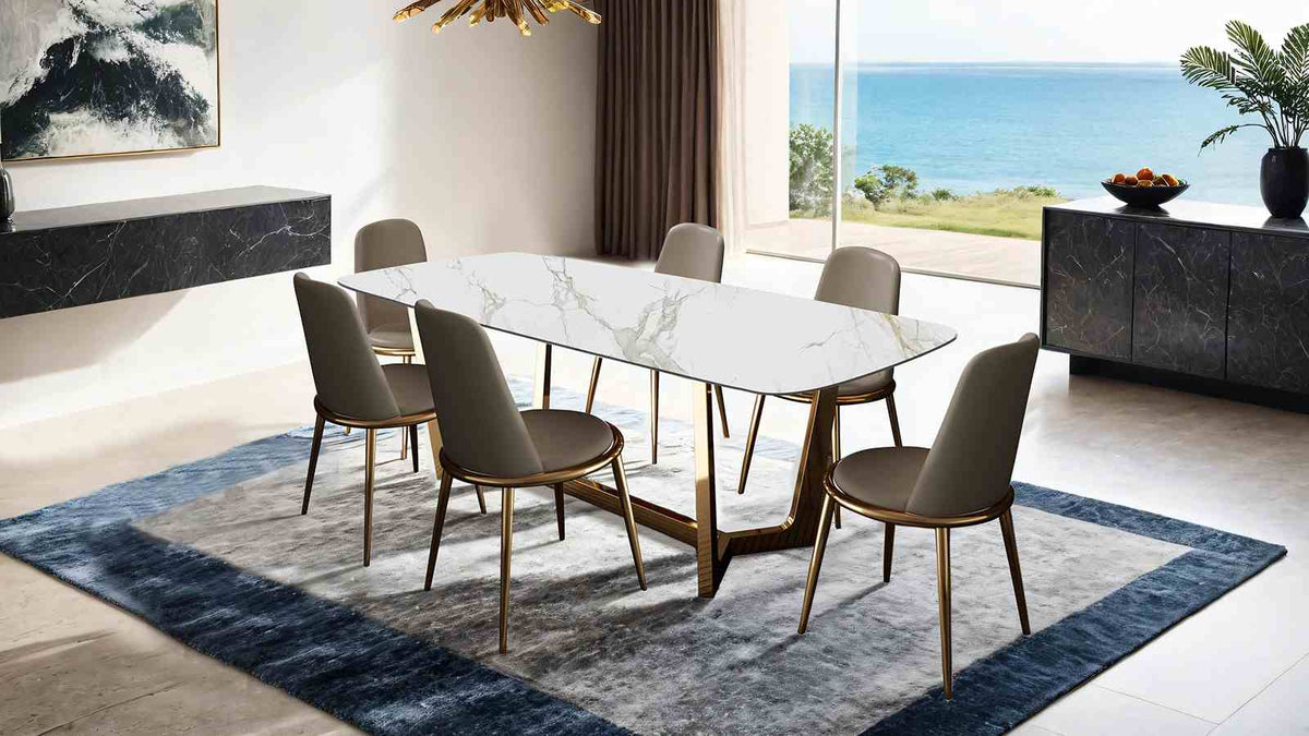 Norelli Contemporary 71" Ceramic Top Trestle Dining Table & Set - Table Only (71")