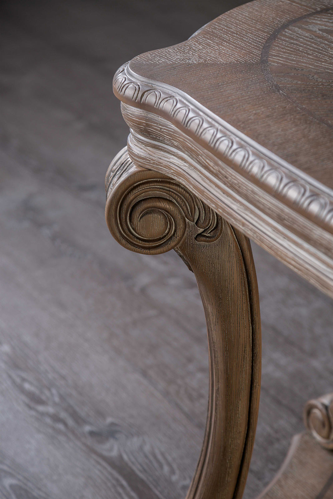 Oakway Traditional Coffee, End & Sofa Tables - Carved Scroll Legs in Weathered Oak – Brown & Natural, view 4