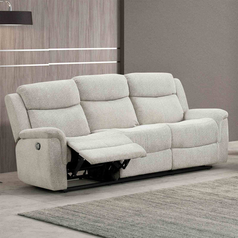 Sandbach Contemporary Reclining Sofa, Console Loveseat & Glider Recliner - Padded Track Arms in Light Gray