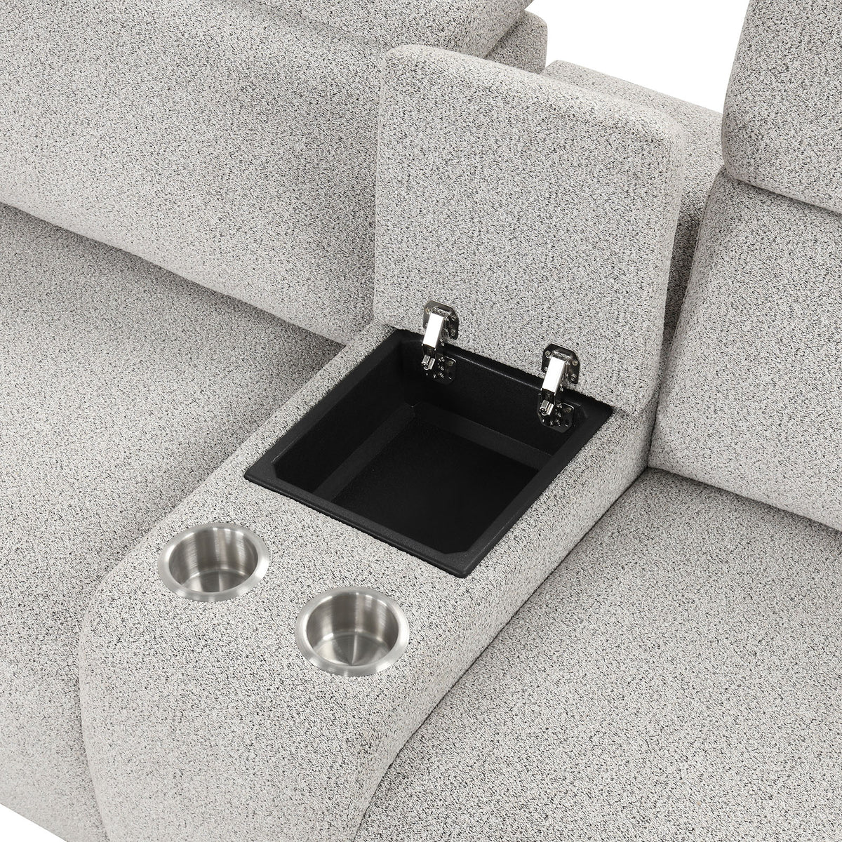 Hieronimus Power Reclining Sectional - Adjustable Headrests & USB Charging in Light Gray Chenille – Gray, view 5