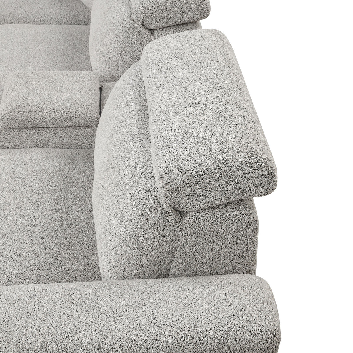 Hieronimus Power Reclining Sectional - Adjustable Headrests & USB Charging in Light Gray Chenille – Gray, view 7