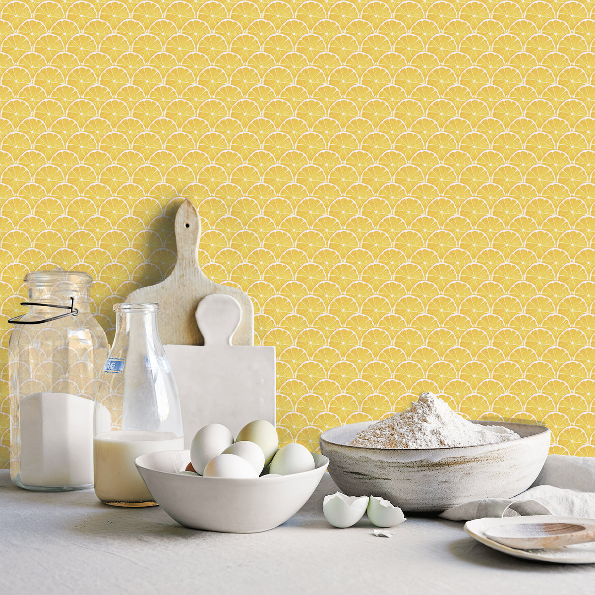 Galerie Just Kitchens Lemon Scallop Wallpaper