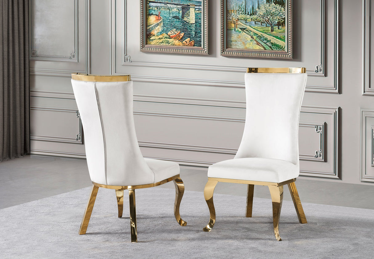 Romeo black velvet dining chair with high-back and polished silver legs front view.