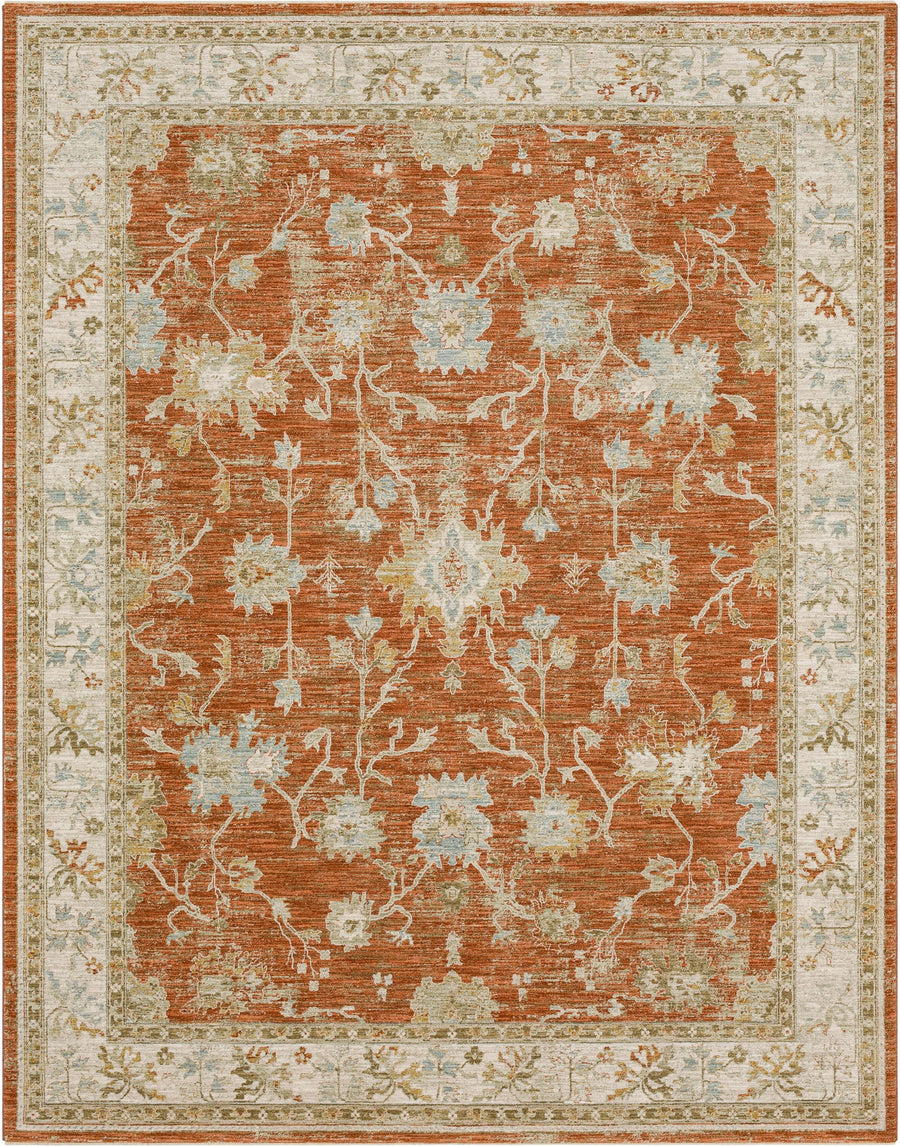 Karastan Adalia Iznik Rust Traditional Area Rug - Machine Woven Polyester, Made in Turkey