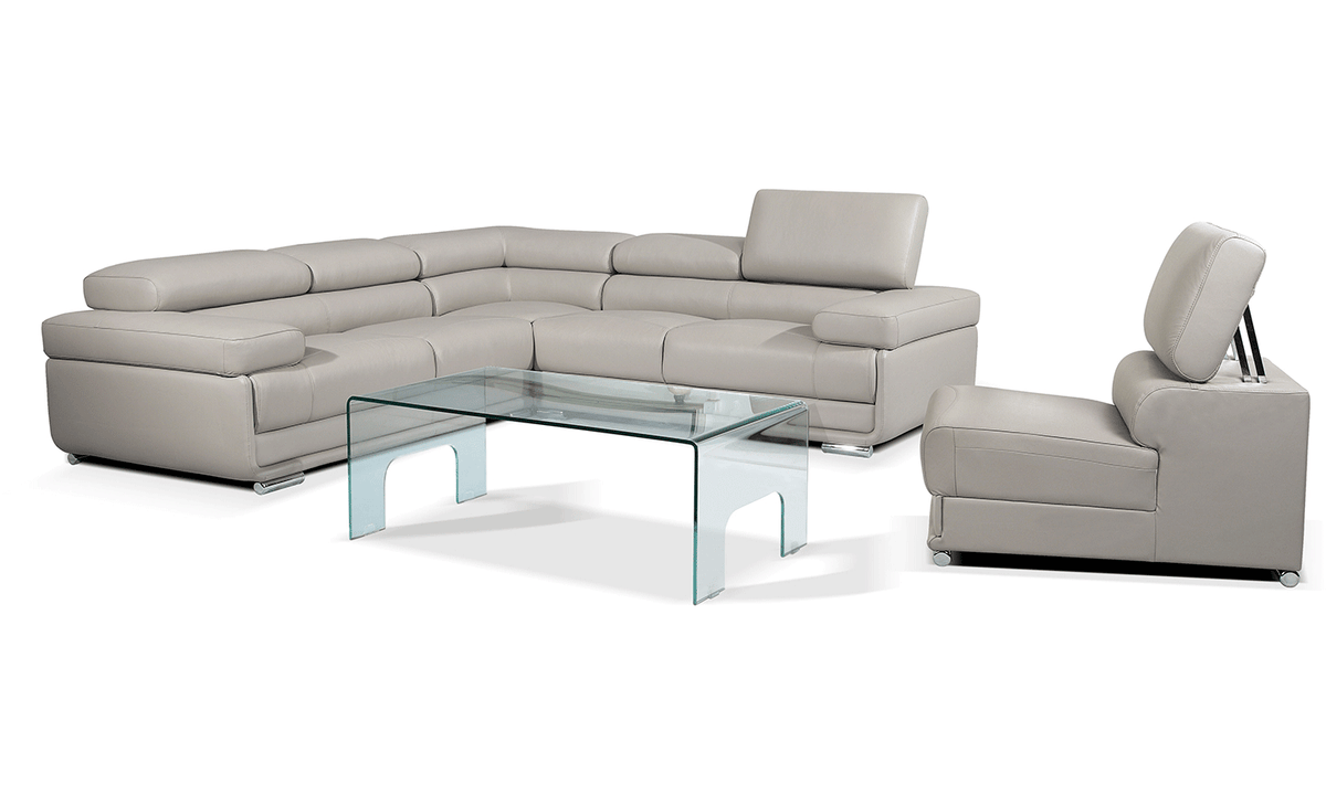 2119 Modular Leather Sectional with Adjustable Headrests