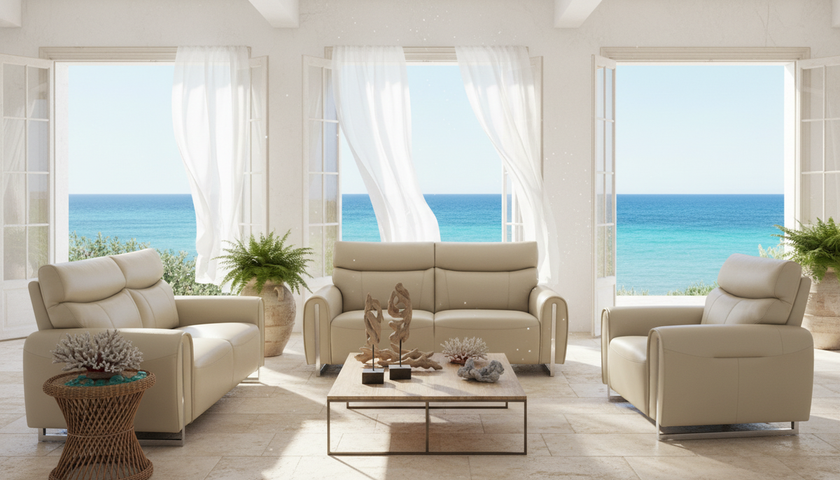 6053 Modern Leather Sofa, Loveseat & Chair