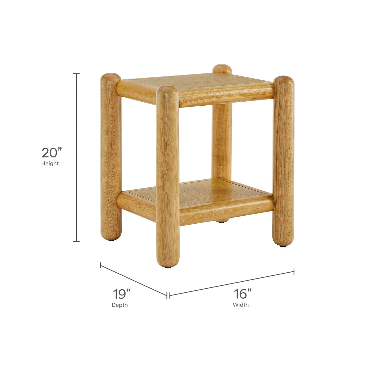 Arcus Rectangular 2-Tier Side Table in Oak